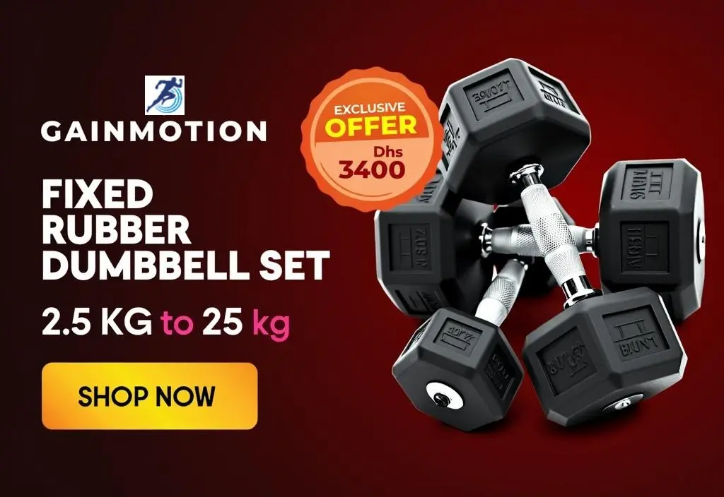 Gainmotion adjustable dumbbells set for strength training in UAE – ideal for home workouts and gym use