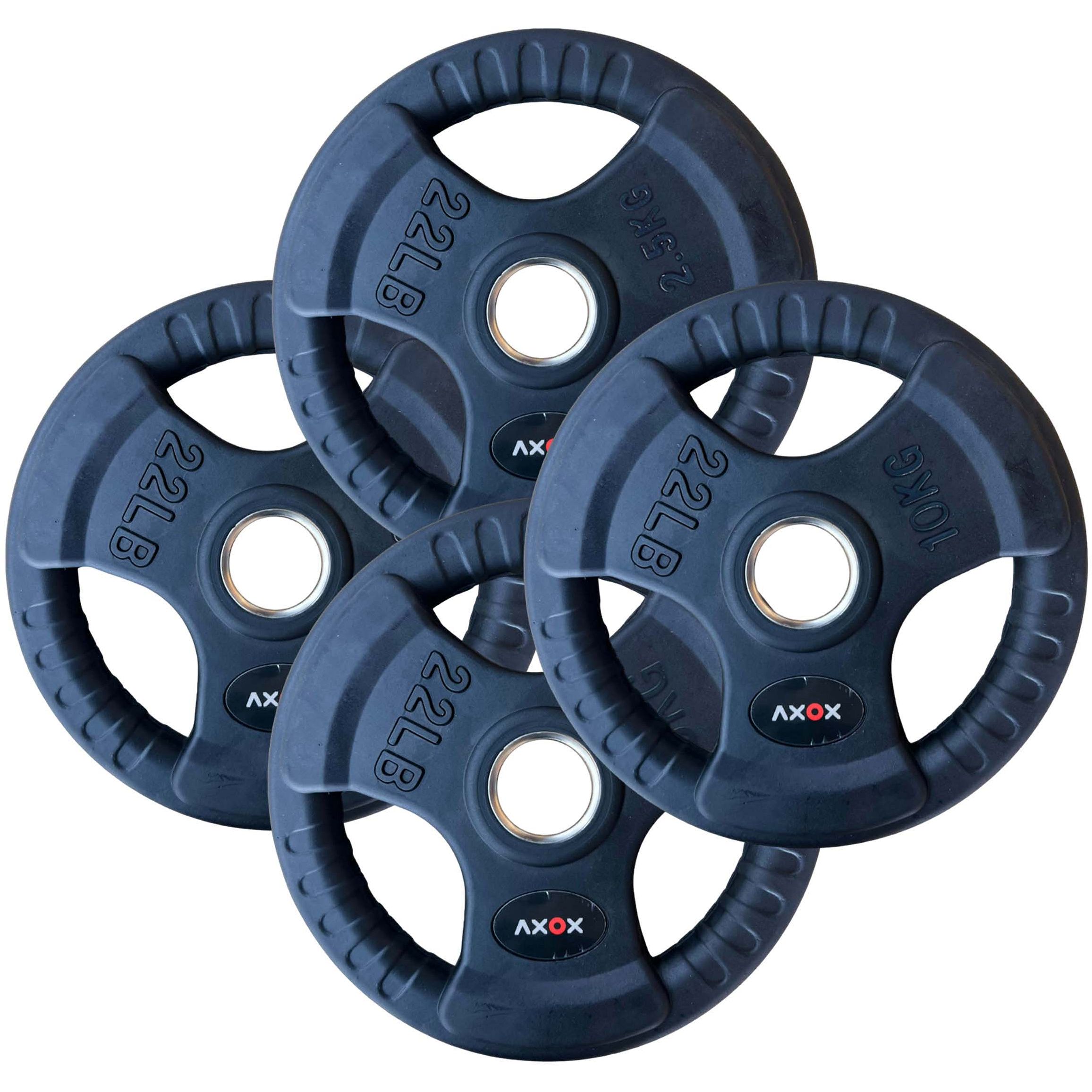 Axox Fitness Olympic Rubber Grip Disc with Barbell Set – Black | 140 Kg ...