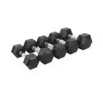 Gainmotion Hex Rubber Dumbbells Pair (Black)