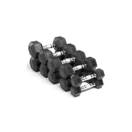 Gainmotion Fixed Hex Rubber Dumbbell Set (Black) 2.5 Kg to 25 Kg