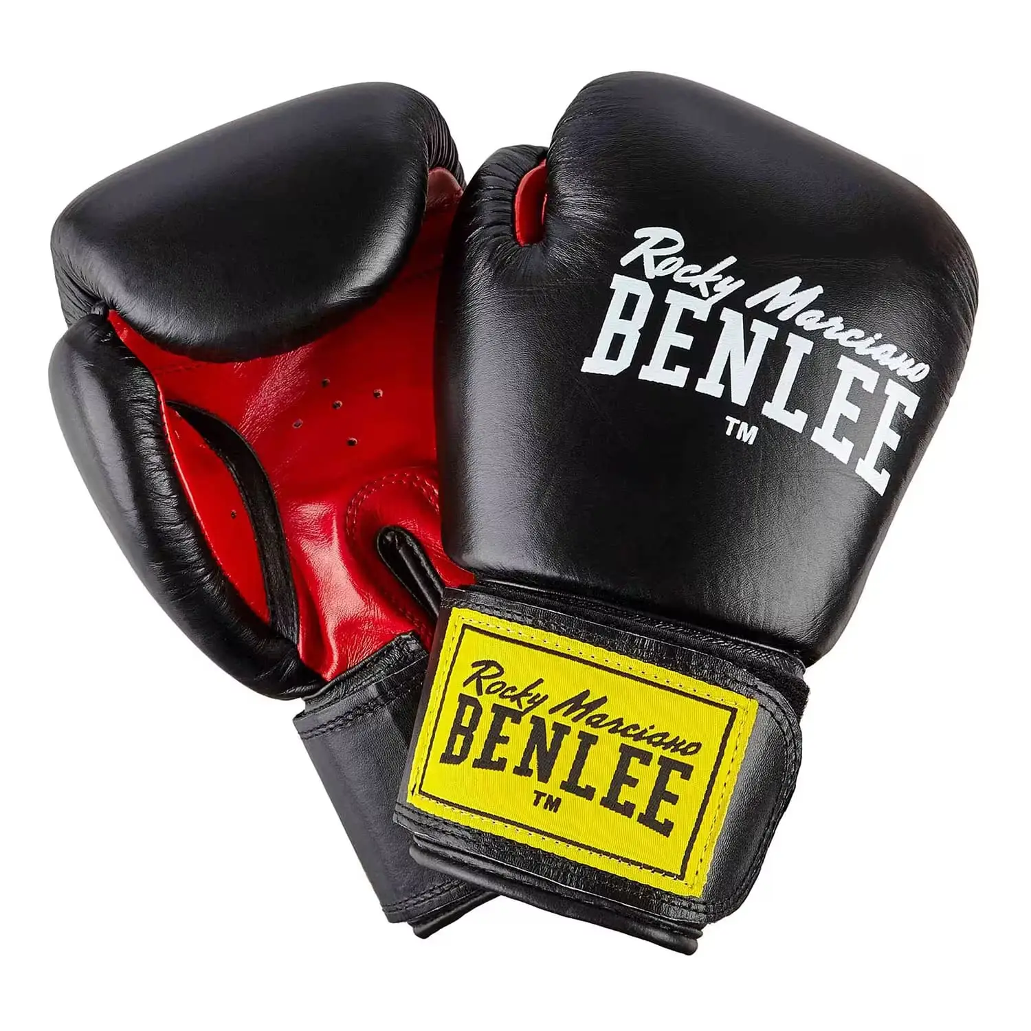 a1 Benlee Sugar Deluxe Leather Boxing Gloves, Black/Red