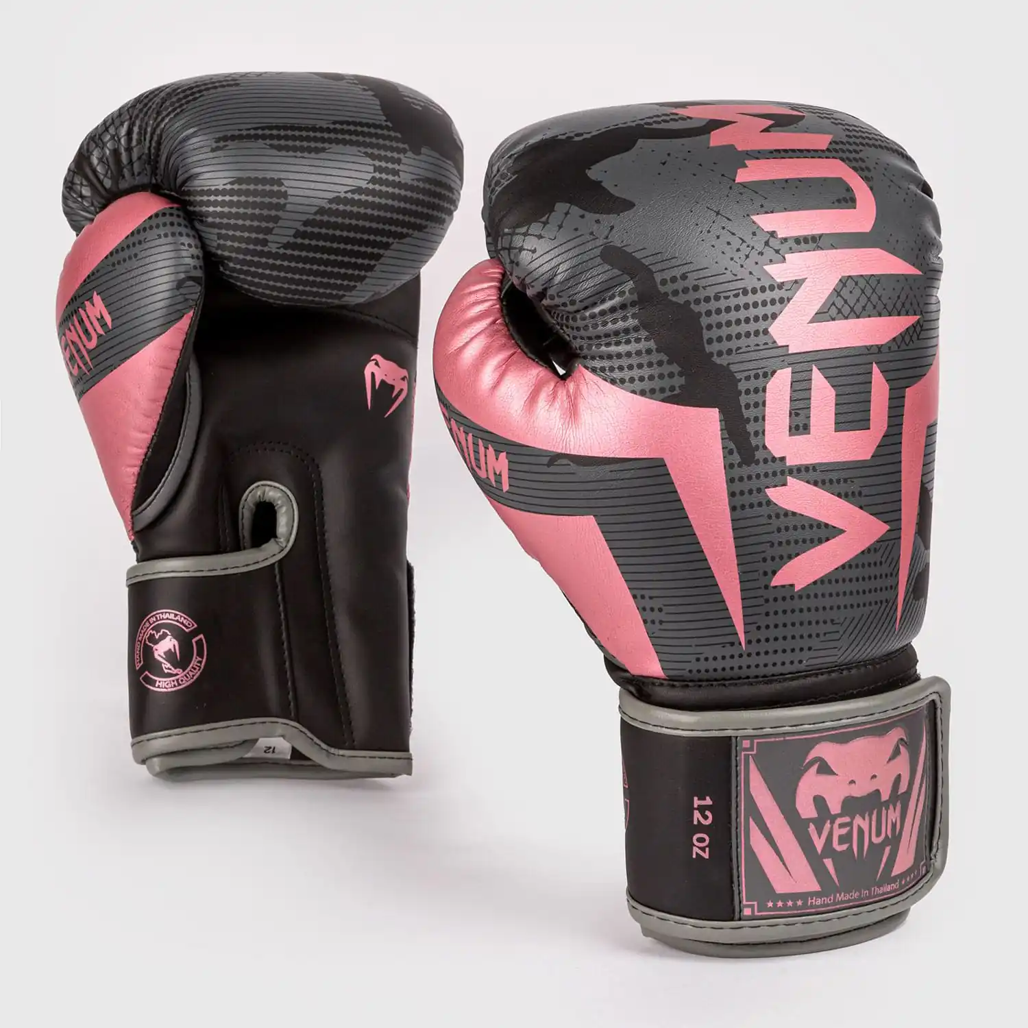 Venum 10 Oz Elite Boxing Gloves, Black/Pink Gold - Image 2