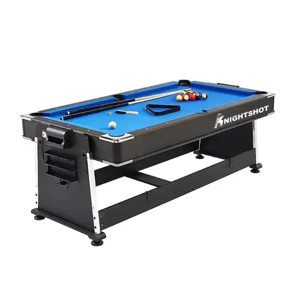 Knightshot Rotating 4-in-1 Dining & Home Pool Table 7 FT Black