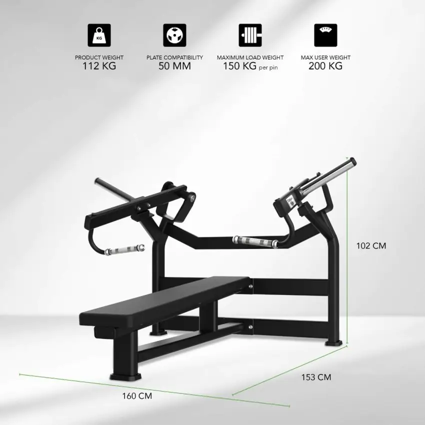 Tunturi Platinum - Horizontal Chest Press - Plate loaded - V-series - Image 3
