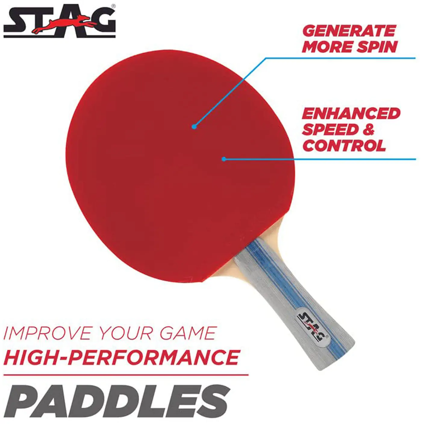 Stag 4 Star Table Tennis Playset| 2 Racquets and 3 Balls - Image 3