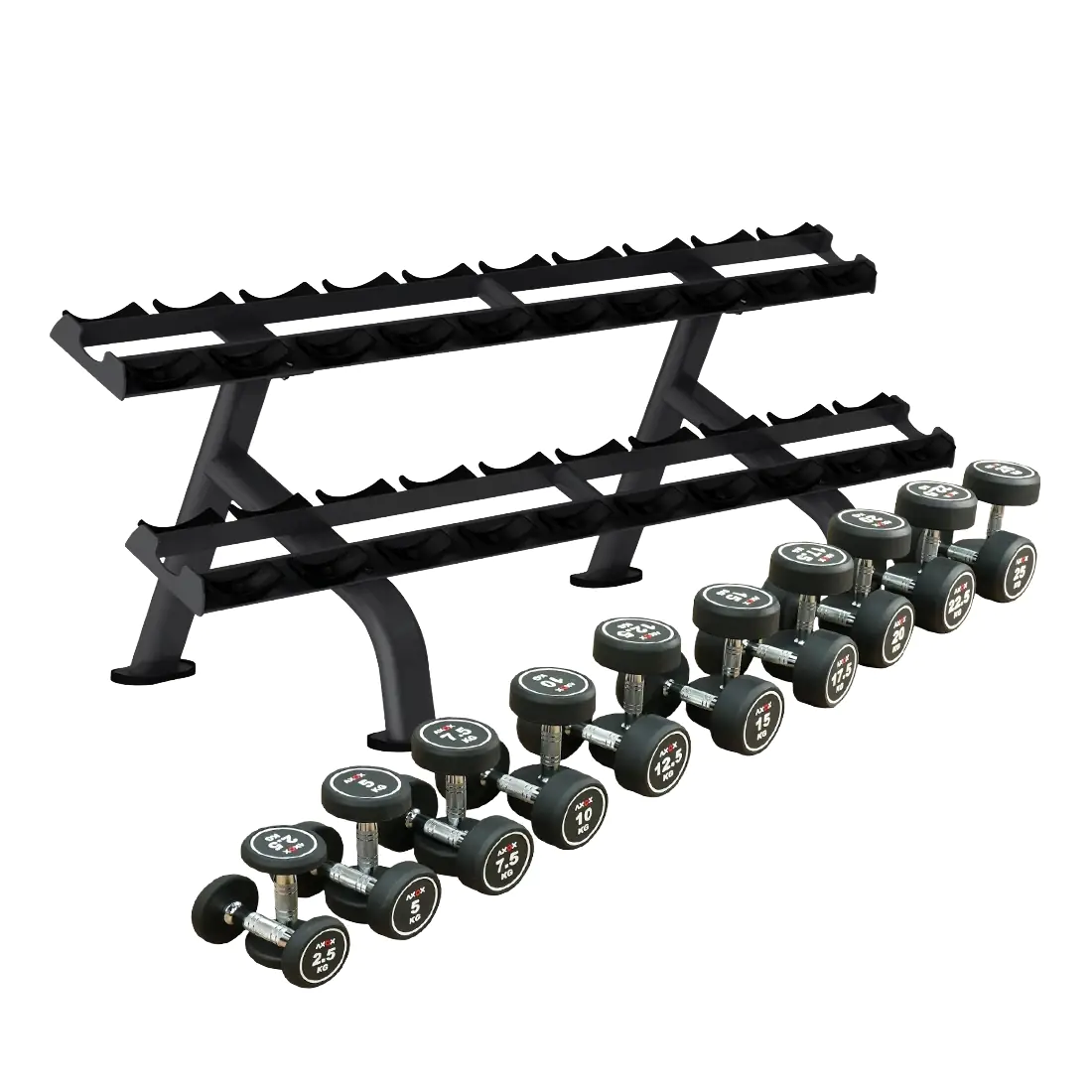 Axox Fitness Round Dumbbell Set with Rack | 2.5Kg - 25Kg Axox Fitness Round Dumbbell Set with Rack | 2.5Kg - 25Kg